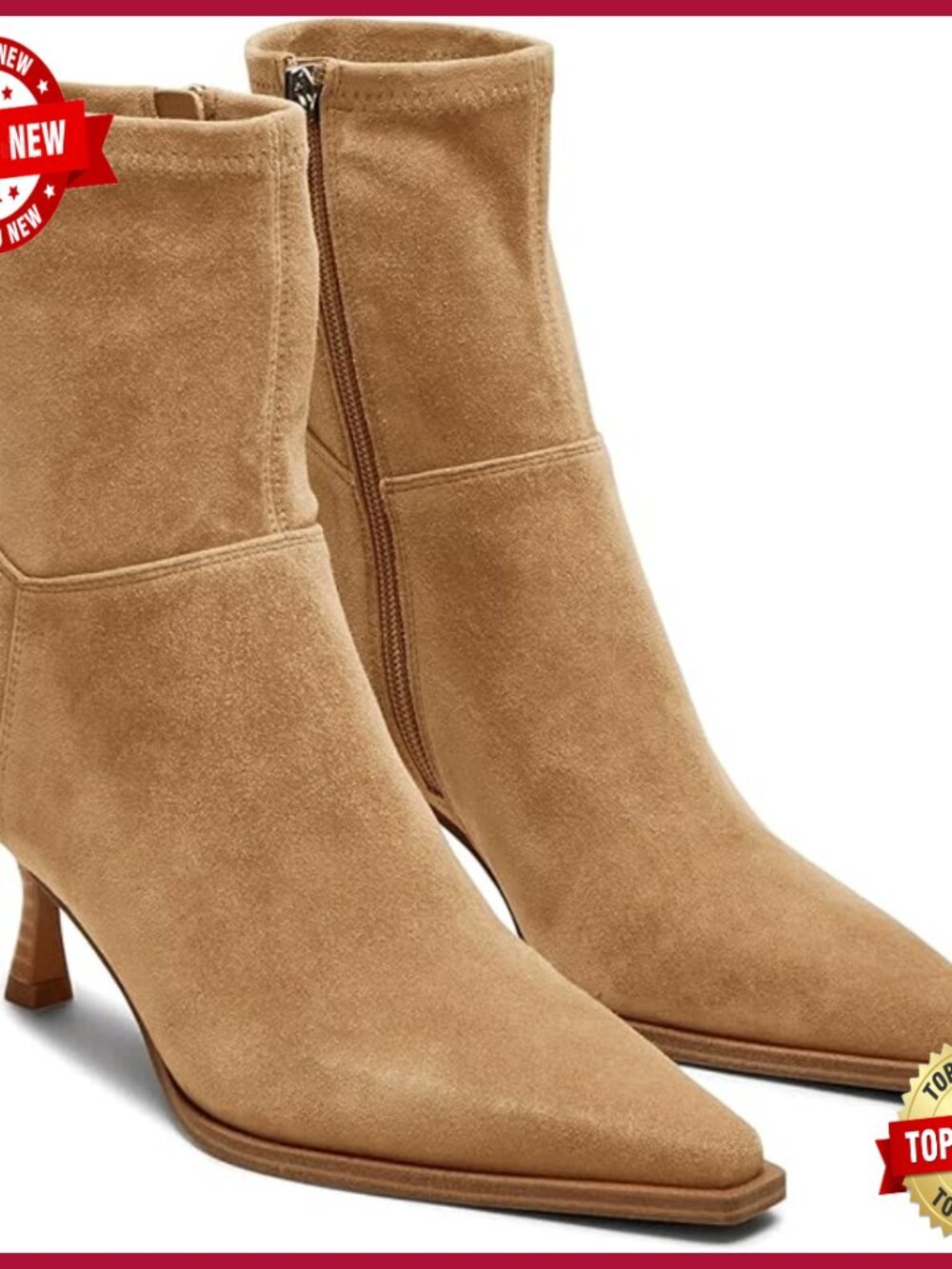 Kitten Low Heel Ankle Boots Pointed Toe Side Zipper Short Booties Fall Shoes